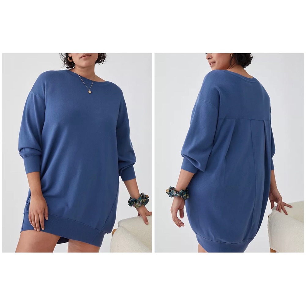 Anthropologie Blue Freya Tunic‎ Sweater Dress Oversized Tunic Sweater Dress L